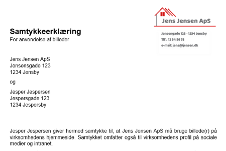 Eksempel på en samtykkeerklæring