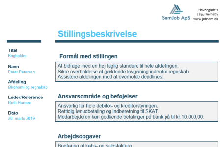 Eksempel på en stillingsbeskrivelse