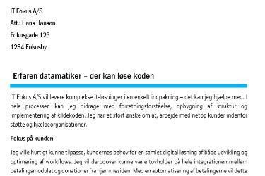 Eksempel på jobansøgning