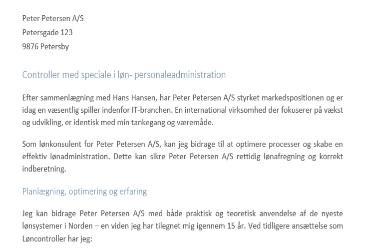 Eksempel på jobansøgning